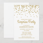 Gold Glitter Confetti Surprise verjaardagsfeestje Kaart (Voorkant / Achterkant)
