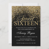 Gold Glitter Confetti Sweet 16 Kaart (Voorkant)