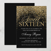 Gold Glitter Confetti Sweet 16 Kaart (Voorkant / Achterkant)
