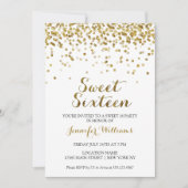 Gold Glitter Confetti Sweet Sixteen 16 Uitnodiging (Voorkant)