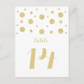 Gold Glitter Confetti Table Number Briefkaart (Voorkant)