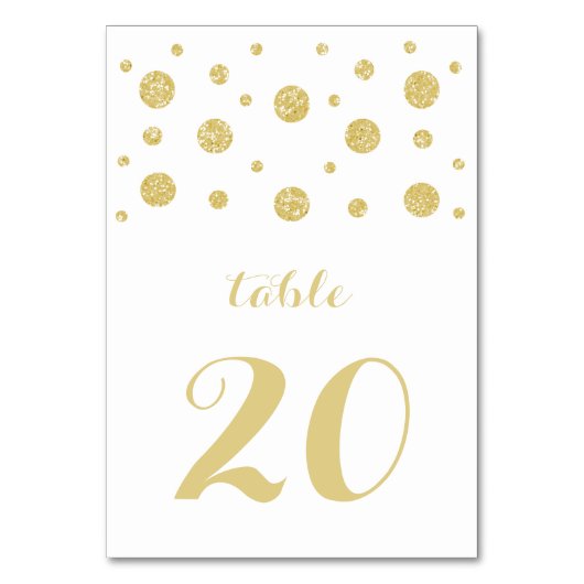 Gold Glitter Confetti Trouwtafel Kaart (Voorkant)