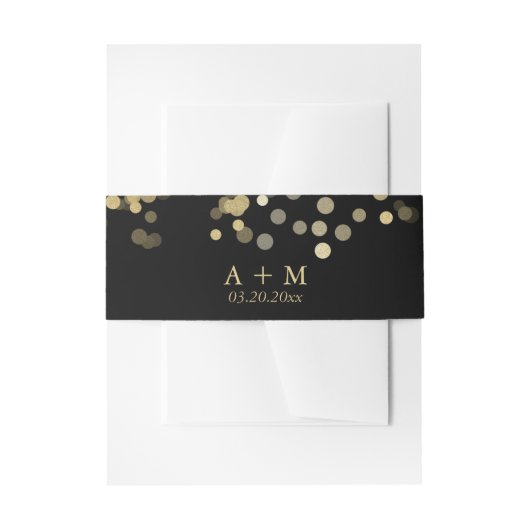 Gold Glitter Confetti Uitnodigingen Wikkel (Voorkant Voorbeeld)