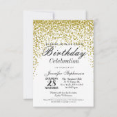 Gold Glitter Confetti verjaardagsfeestjes Kaart (Voorkant)