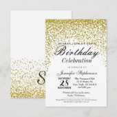 Gold Glitter Confetti verjaardagsfeestjes Kaart (Voorkant / Achterkant)