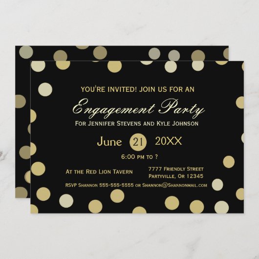 Gold Glitter Confetti Verloving Kaart (Voorkant / Achterkant)