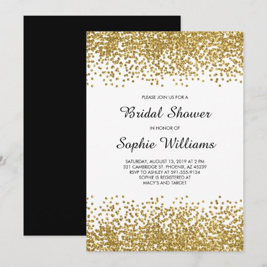 Gold Glitter Confetti Vrijgezellenfeest Kaart (Voorkant / Achterkant)