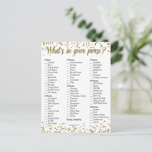 Gold Glitter Confetti Wat zit er in je portemonnee Briefkaart (Staand voorkant)