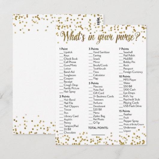 Gold Glitter Confetti Wat zit er in je portemonnee Briefkaart (Voorkant / Achterkant)