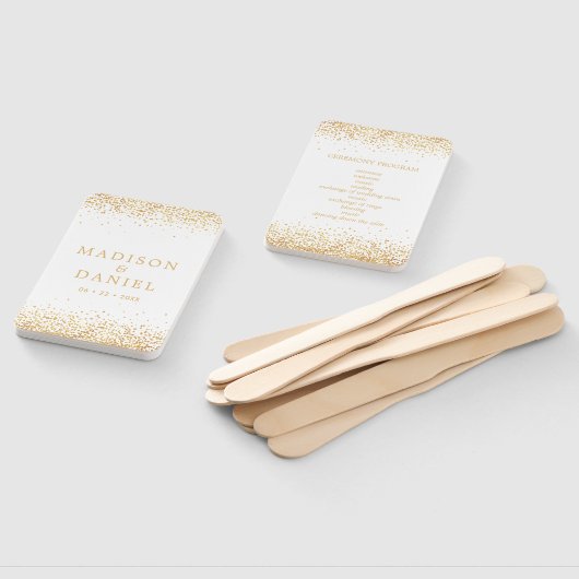 Gold Glitter Confetti Wedding Ceremony Program Handwaaier (Niet-gemonteerd)