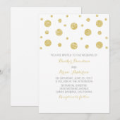Gold Glitter Confetti Wedding Invite Kaart (Voorkant / Achterkant)