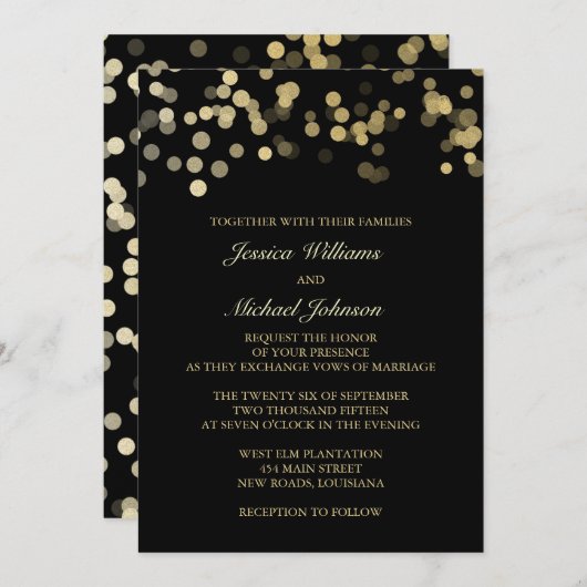 Gold Glitter Confetti Wedding Kaart (Voorkant / Achterkant)