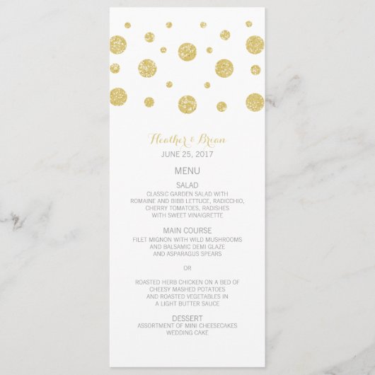 Gold Glitter Confetti Wedding Menu (Voorkant)
