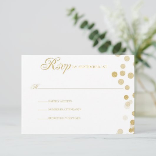Gold Glitter Confetti Wedding RSVP (Staand voorkant)