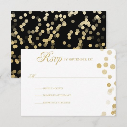 Gold Glitter Confetti Wedding RSVP (Voorkant / Achterkant)