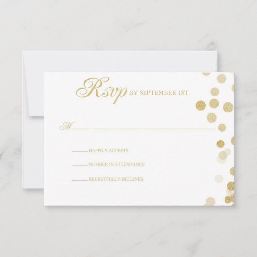 Gold Glitter Confetti Wedding RSVP Kaartje (Voorkant)
