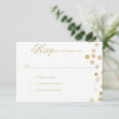 Gold Glitter Confetti Wedding RSVP Kaartje (Staand voorkant)