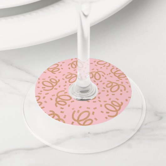 Gold Glitter Confetti Wijnglaslabel (Dichtbij)