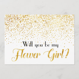 Gold Glitter Confetti Wordt mijn Bloemenmeisje Kaart
