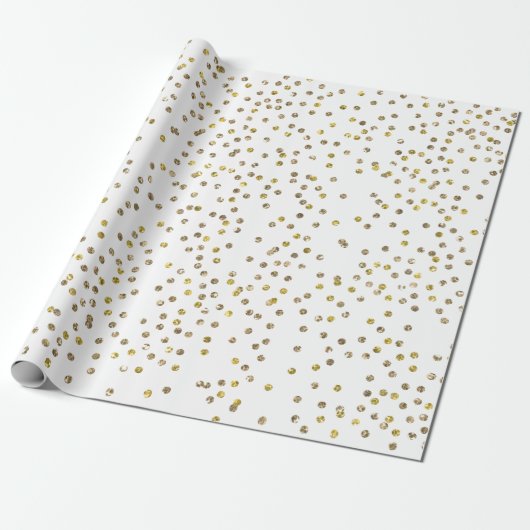 Gold Glitter Confetti Wrapping Paper Cadeaupapier (Uitgerold)