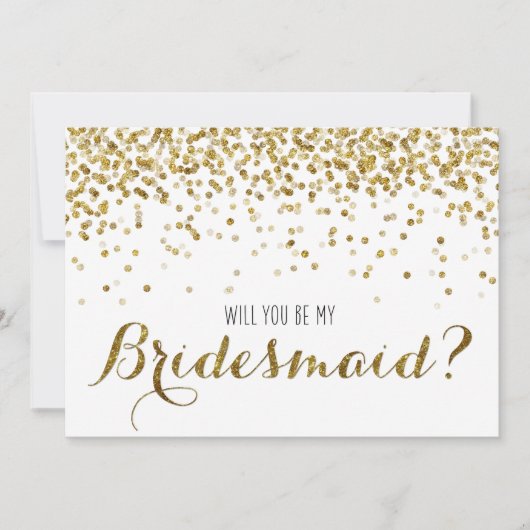 Gold Glitter Confetti Zal je mijn Bridesmaid zijn? Kaart (Voorkant)