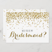 Gold Glitter Confetti Zal je mijn Bridesmaid zijn? Kaart (Voorkant / Achterkant)