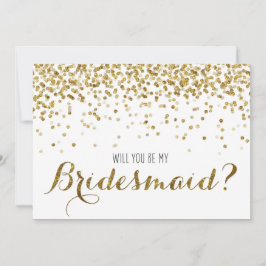 Gold Glitter Confetti Zal je mijn Bridesmaid zijn? Kaart