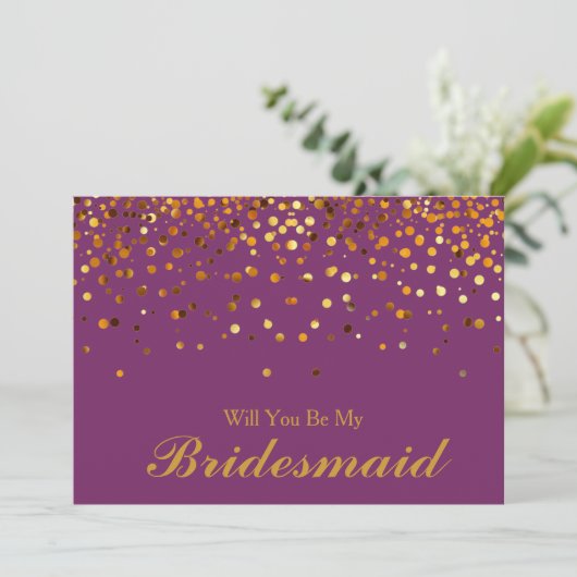 Gold Glitter Confetti Zal je mijn Bridesmaid zijn? Kaart (Staand voorkant)