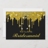 Gold Glitter Confetti Zal je mijn Bridesmaid zijn? Kaart (Voorkant)