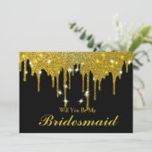 Gold Glitter Confetti Zal je mijn Bridesmaid zijn? Kaart (Staand voorkant)