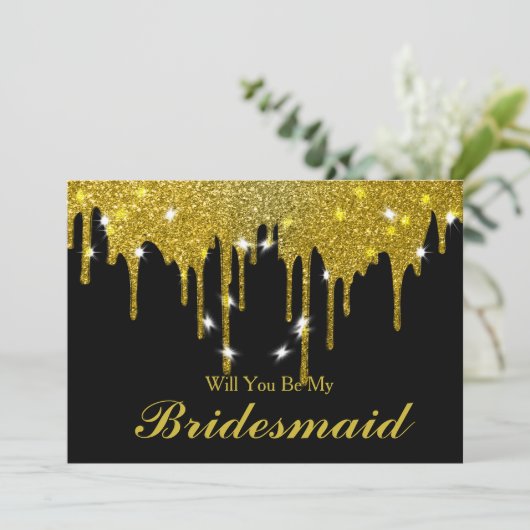 Gold Glitter Confetti Zal je mijn Bridesmaid zijn? Kaart (Staand voorkant)