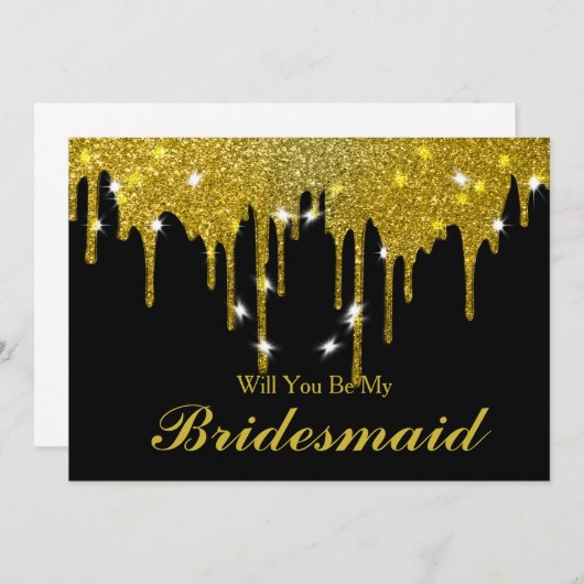 Gold Glitter Confetti Zal je mijn Bridesmaid zijn? Kaart (Voorkant / Achterkant)