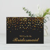 Gold Glitter Confetti Zal je mijn Bridesmaid zijn? Kaart (Staand voorkant)