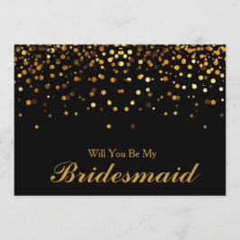 Gold Glitter Confetti Zal je mijn Bridesmaid zijn? Kaart