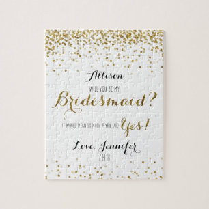 Gold Glitter Confetti Zal je mijn Bridesmaid zijn? Legpuzzel