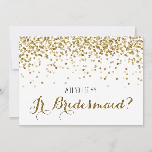 Gold Glitter Confetti Zal jij mijn Jr Bridesmaid z Kaart (Voorkant)