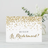 Gold Glitter Confetti Zal jij mijn Jr Bridesmaid z Kaart (Staand voorkant)