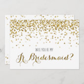 Gold Glitter Confetti Zal jij mijn Jr Bridesmaid z Kaart (Voorkant / Achterkant)