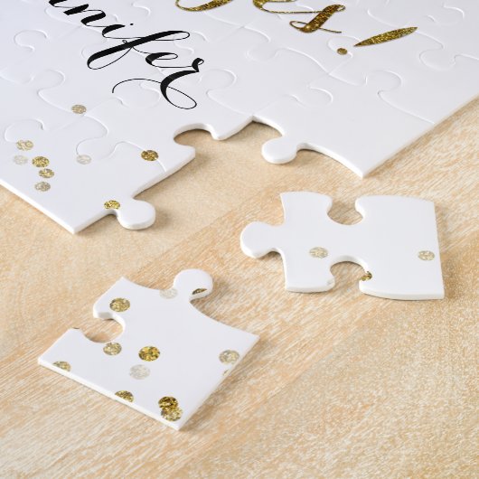 Gold Glitter Confetti Zal jij mijn Jr Bridesmaid z Legpuzzel (Zijkant)