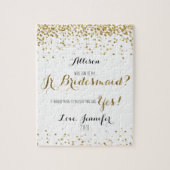 Gold Glitter Confetti Zal jij mijn Jr Bridesmaid z Legpuzzel (Verticaal)