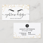 Gold glitter confetti zwarte witte wenkbrauw visitekaartje (Voorkant / Achterkant)