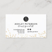 Gold glitter confetti zwarte witte wenkbrauw visitekaartje (Achterkant)