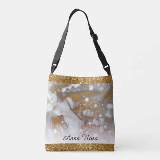 *~* Gold Glitter Copper Gold Glitter Abstract Crossbody Tas (Achterkant)