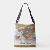 *~* Gold Glitter Copper Gold Glitter Abstract Crossbody Tas (Voorkant)