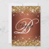 Gold Glitter Copper Ombre Fancy Monogram Kaart (Achterkant)