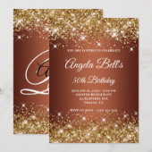 Gold Glitter Copper Ombre Fancy Monogram Kaart (Voorkant / Achterkant)