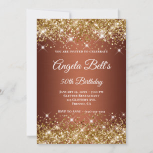 Gold Glitter Copper Ombre Fancy Monogram Kaart