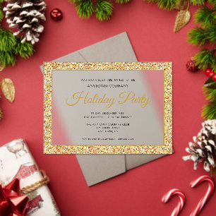 Gold Glitter Corporate Holiday Party Frosted Acryl Uitnodigingen