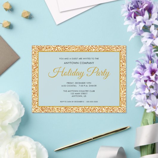 Gold Glitter Corporate Holiday Party Frosted Acryl Uitnodigingen (Insitu (Huwelijk))