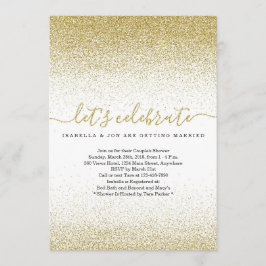Gold Glitter Couple's Wedding Shower Uitnodiging
